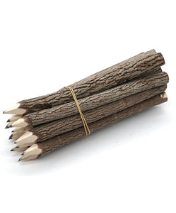 Black Pencils Wood- 7 Inchs Tree Bark Wooden Favors in Rustic Twig Pencils Unique Gifts Camping Lumberjack Decorations Party Supplies Novelty Gifts as Natural Pencil