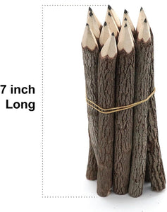 Black Pencils Wood- 7 Inchs Tree Bark Wooden Favors in Rustic Twig Pencils Unique Gifts Camping Lumberjack Decorations Party Supplies Novelty Gifts as Natural Pencil