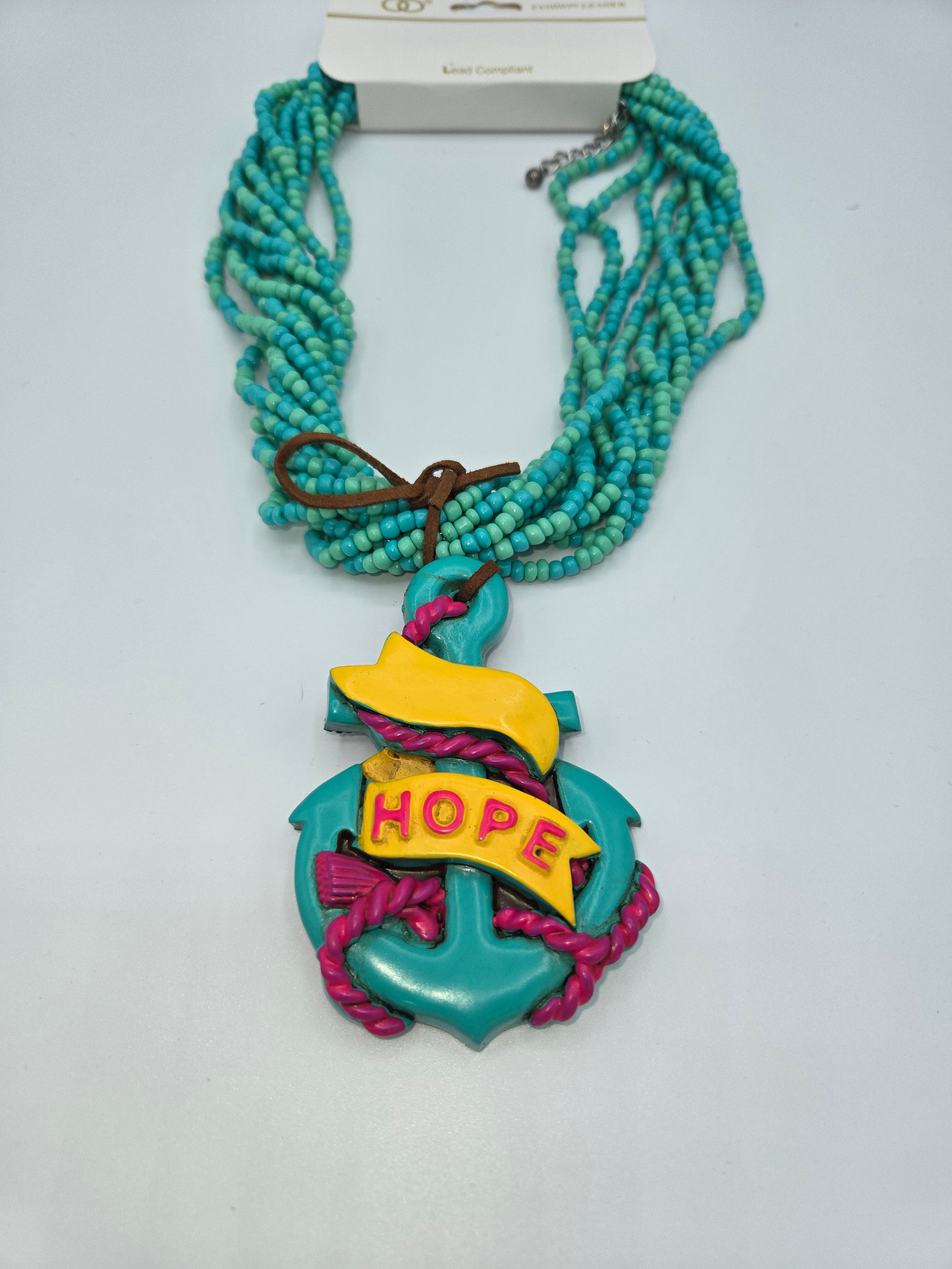 Hope Anchor Beaded Necklace