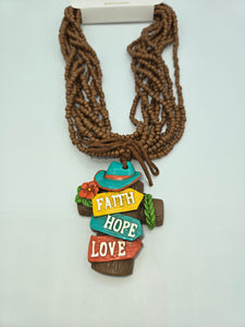 Faith Hope Love Multi Strand Necklace Western Country Style