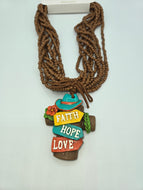Faith Hope Love Multi Strand Necklace Western Country Style