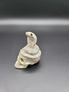Natural Mineral Specimen, Pagodite.  Hand carved, Skull and cobra sculpture