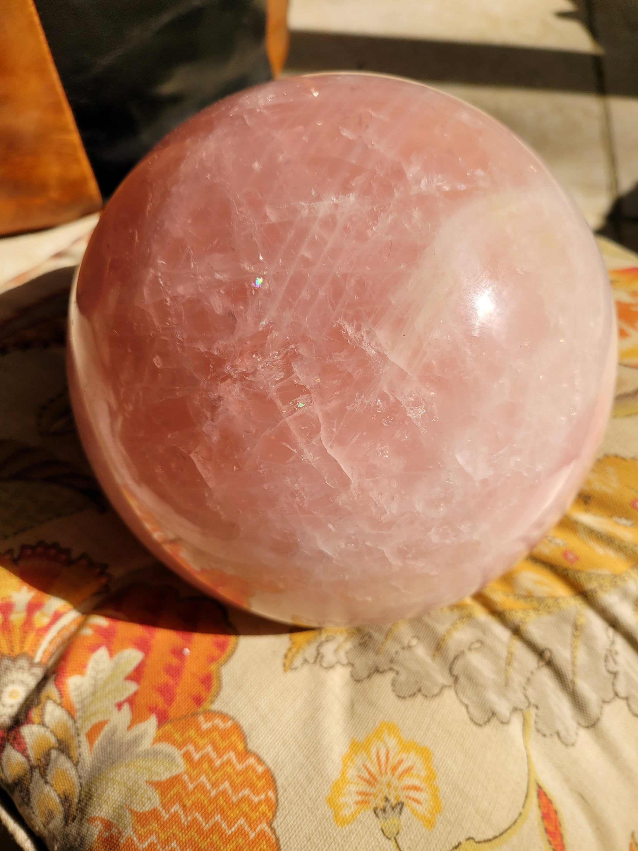 Rose Quartz polished sphere pink Reiki healing17.9lbs