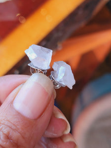 Custom Raw Crystal quartz earrings - Small