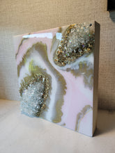 Load image into Gallery viewer, Resin Geode Art - Pink Gold White Crystal Cluster