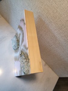 Resin Geode Art - Pink Gold White Crystal Cluster