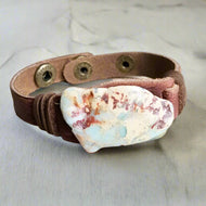 Aqua Terra Slab on Narrow Leather Cuff Bracelet