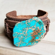Dusty Leather Wide Cuff with Regalite Slab 006y